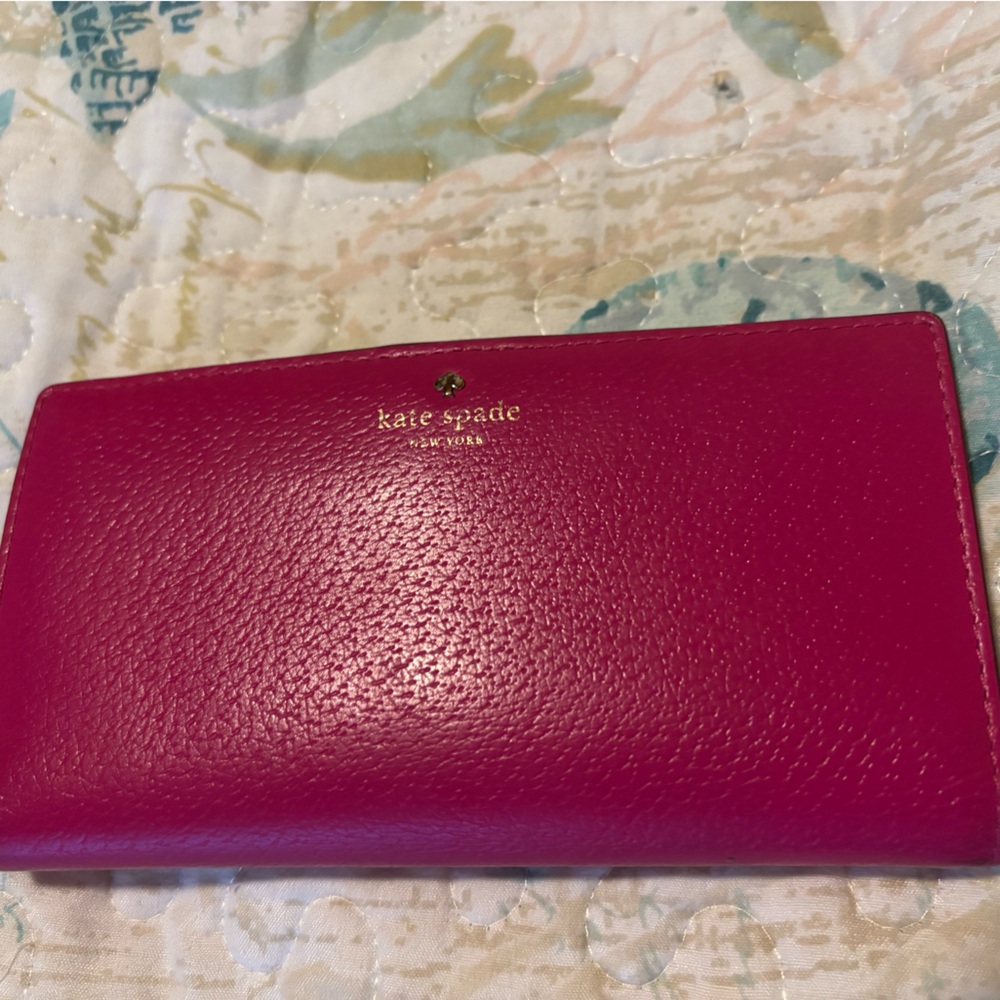 kate spade hot pink leather continental wallet